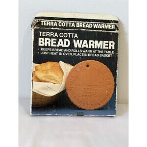 Vintage Warming Stone Bread, Buns, Rolls Basket Fox Run Craftsmen Terra Cotta